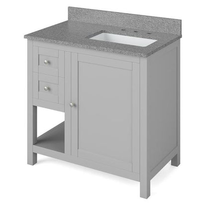 Jeffrey Alexander - 36 Inch Astoria Vanity, right offset with Vanity Top and undermount rectangle bowl