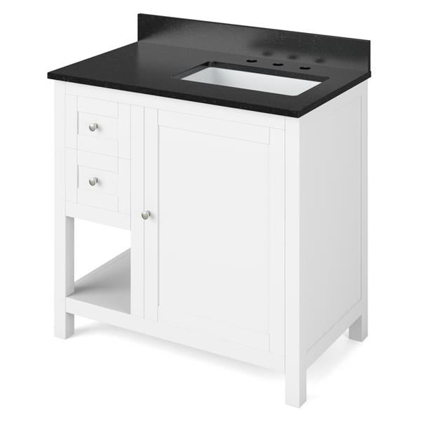 Jeffrey Alexander - 36 Inch Astoria Vanity, right offset with Vanity Top and undermount rectangle bowl