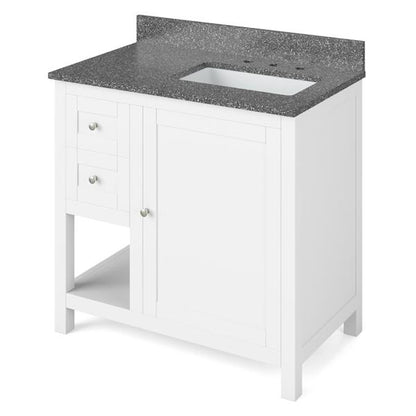 Jeffrey Alexander - 36 Inch Astoria Vanity, right offset with Vanity Top and undermount rectangle bowl