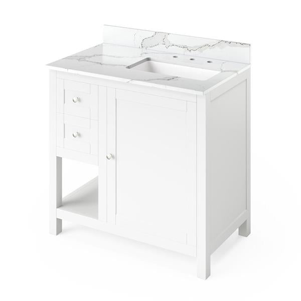 Jeffrey Alexander - 36 Inch Astoria Vanity, right offset with Vanity Top and undermount rectangle bowl