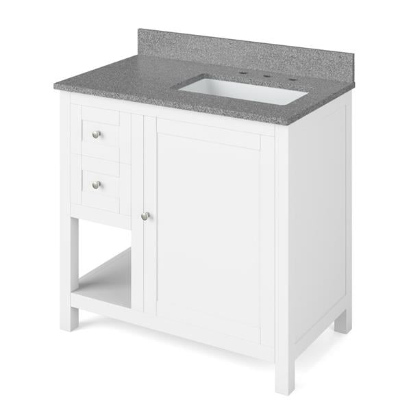 Jeffrey Alexander - 36 Inch Astoria Vanity, right offset with Vanity Top and undermount rectangle bowl