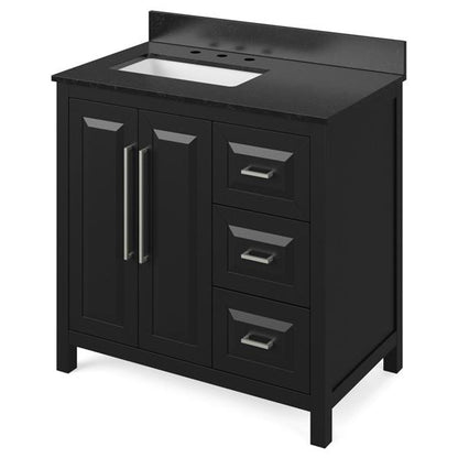 Jeffrey Alexander - 36 Inch Cade Vanity, left offset with Vanity Top and undermount rectangle bowl