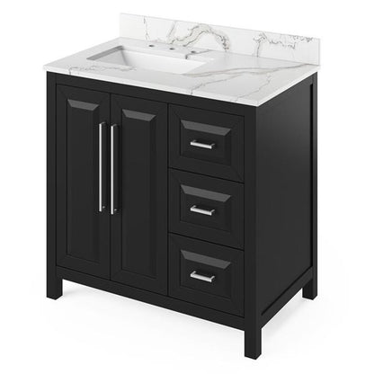 Jeffrey Alexander - 36 Inch Cade Vanity, left offset with Vanity Top and undermount rectangle bowl
