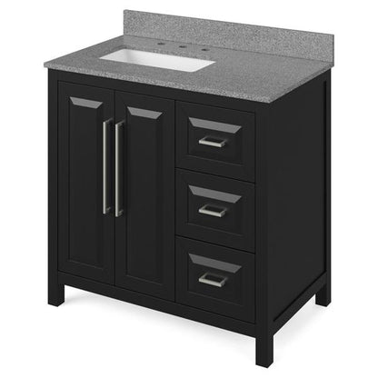 Jeffrey Alexander - 36 Inch Cade Vanity, left offset with Vanity Top and undermount rectangle bowl