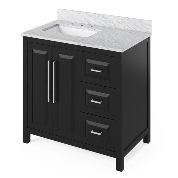 Jeffrey Alexander - 36 Inch Cade Vanity, left offset with Vanity Top and undermount rectangle bowl