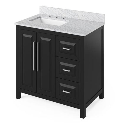 Jeffrey Alexander - 36 Inch Cade Vanity, left offset with Vanity Top and undermount rectangle bowl