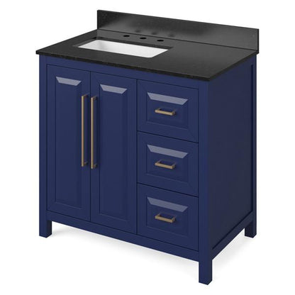 Jeffrey Alexander - 36 Inch Cade Vanity, left offset with Vanity Top and undermount rectangle bowl