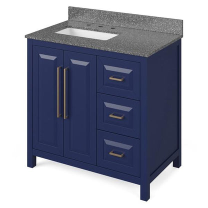 Jeffrey Alexander - 36 Inch Cade Vanity, left offset with Vanity Top and undermount rectangle bowl