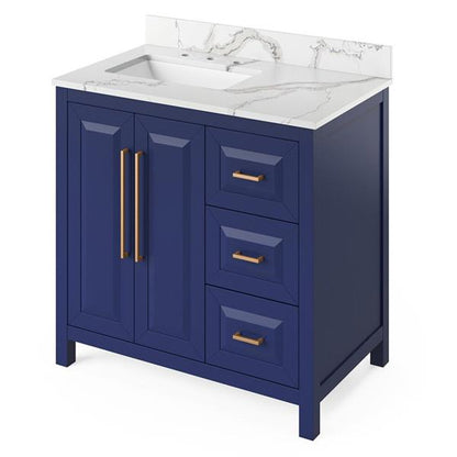 Jeffrey Alexander - 36 Inch Cade Vanity, left offset with Vanity Top and undermount rectangle bowl