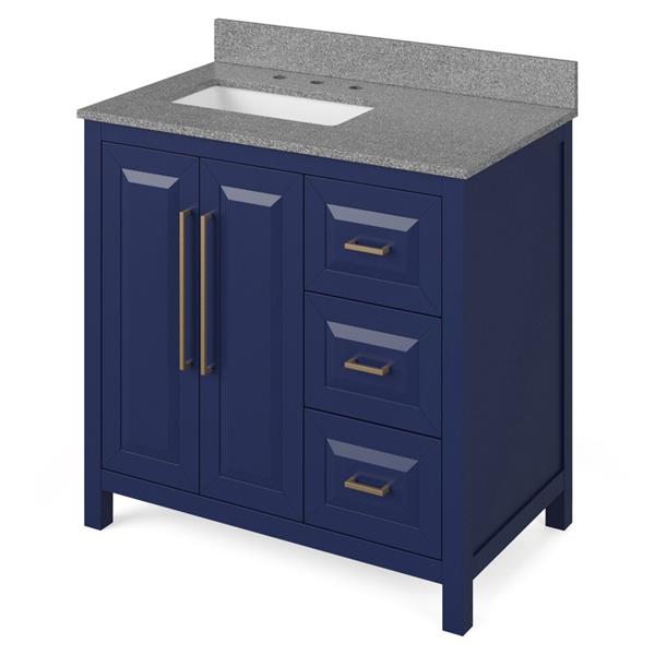 Jeffrey Alexander - 36 Inch Cade Vanity, left offset with Vanity Top and undermount rectangle bowl
