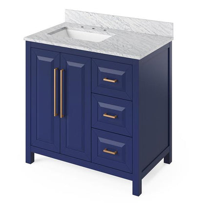 Jeffrey Alexander - 36 Inch Cade Vanity, left offset with Vanity Top and undermount rectangle bowl