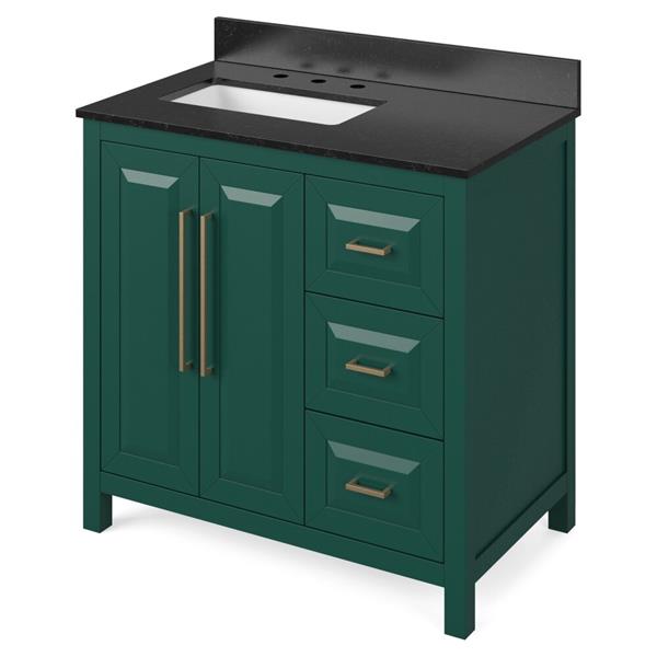 Jeffrey Alexander - 36 Inch Cade Vanity, left offset with Vanity Top and undermount rectangle bowl
