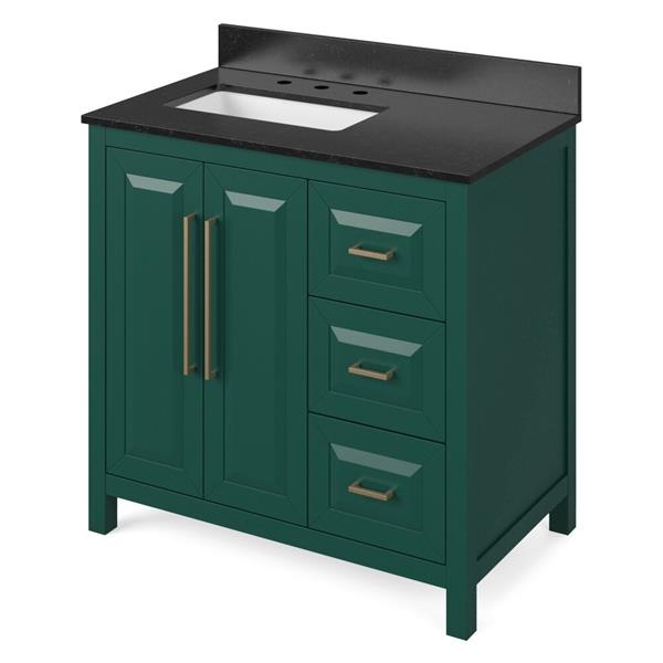 Jeffrey Alexander - 36 Inch Cade Vanity, left offset with Vanity Top and undermount rectangle bowl