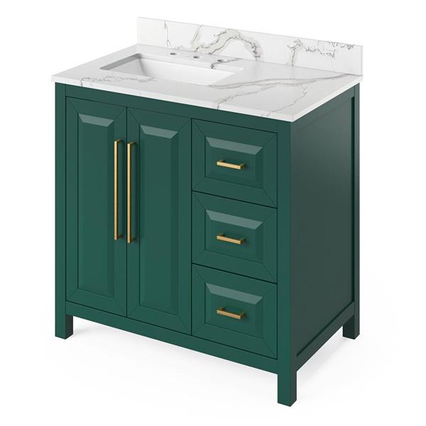 Jeffrey Alexander - 36 Inch Cade Vanity, left offset with Vanity Top and undermount rectangle bowl