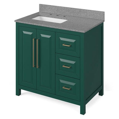 Jeffrey Alexander - 36 Inch Cade Vanity, left offset with Vanity Top and undermount rectangle bowl