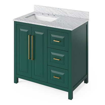 Jeffrey Alexander - 36 Inch Cade Vanity, left offset with Vanity Top and undermount rectangle bowl