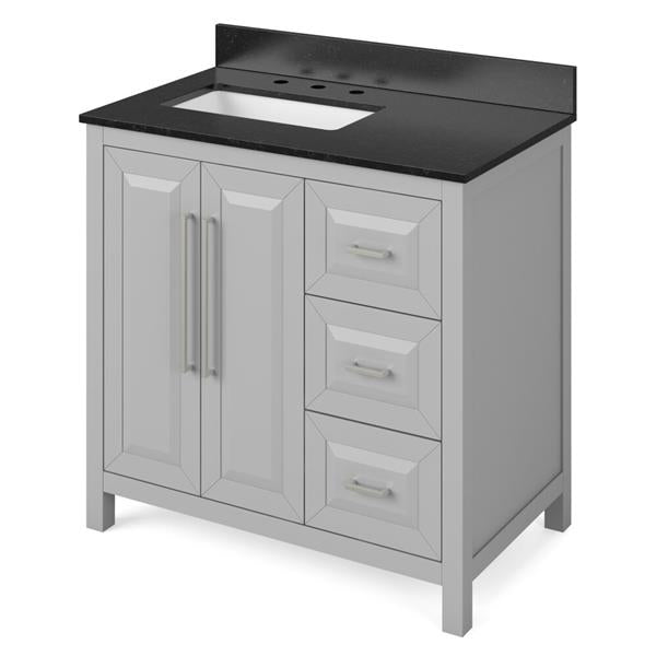 Jeffrey Alexander - 36 Inch Cade Vanity, left offset with Vanity Top and undermount rectangle bowl