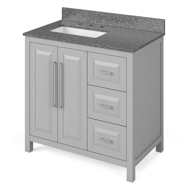Jeffrey Alexander - 36 Inch Cade Vanity, left offset with Vanity Top and undermount rectangle bowl