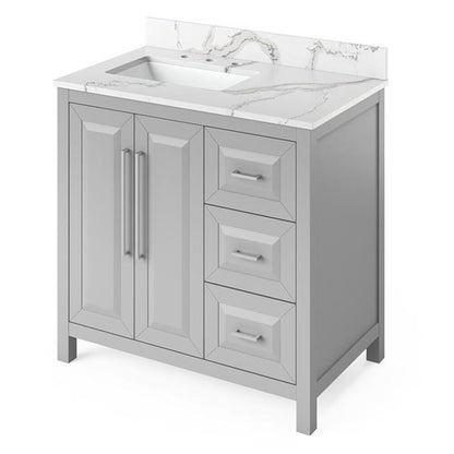 Jeffrey Alexander - 36 Inch Cade Vanity, left offset with Vanity Top and undermount rectangle bowl