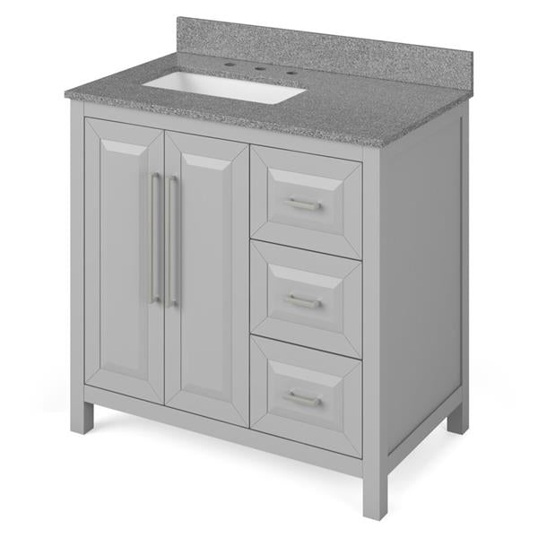 Jeffrey Alexander - 36 Inch Cade Vanity, left offset with Vanity Top and undermount rectangle bowl