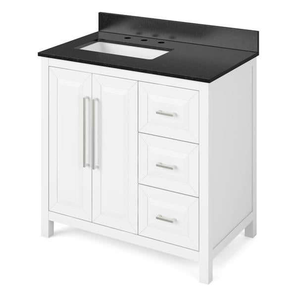Jeffrey Alexander - 36 Inch Cade Vanity, left offset with Vanity Top and undermount rectangle bowl