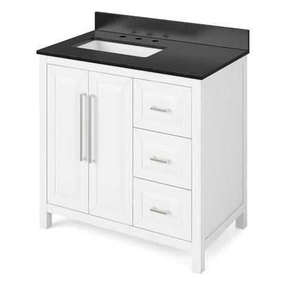 Jeffrey Alexander - 36 Inch Cade Vanity, left offset with Vanity Top and undermount rectangle bowl