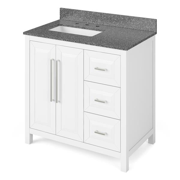 Jeffrey Alexander - 36 Inch Cade Vanity, left offset with Vanity Top and undermount rectangle bowl