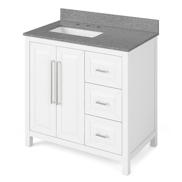 Jeffrey Alexander - 36 Inch Cade Vanity, left offset with Vanity Top and undermount rectangle bowl