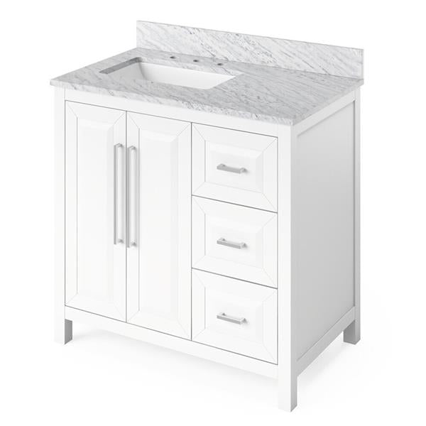 Jeffrey Alexander - 36 Inch Cade Vanity, left offset with Vanity Top and undermount rectangle bowl