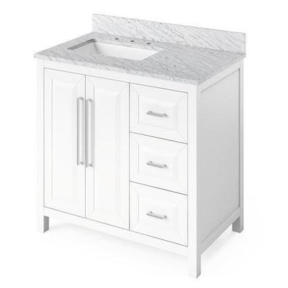 Jeffrey Alexander - 36 Inch Cade Vanity, left offset with Vanity Top and undermount rectangle bowl