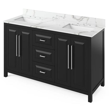 Jeffrey Alexander - 60 Inch Cade Vanity with Vanity Top and two undermount rectangle bowls