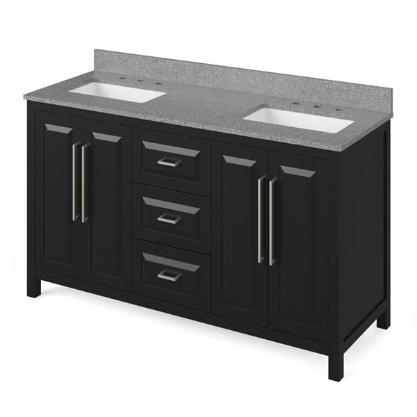 Jeffrey Alexander - 60 Inch Cade Vanity with Vanity Top and two undermount rectangle bowls