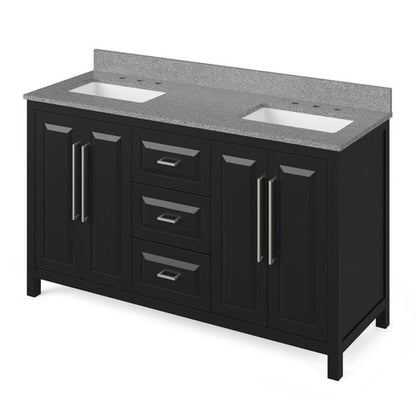 Jeffrey Alexander - 60 Inch Cade Vanity with Vanity Top and two undermount rectangle bowls