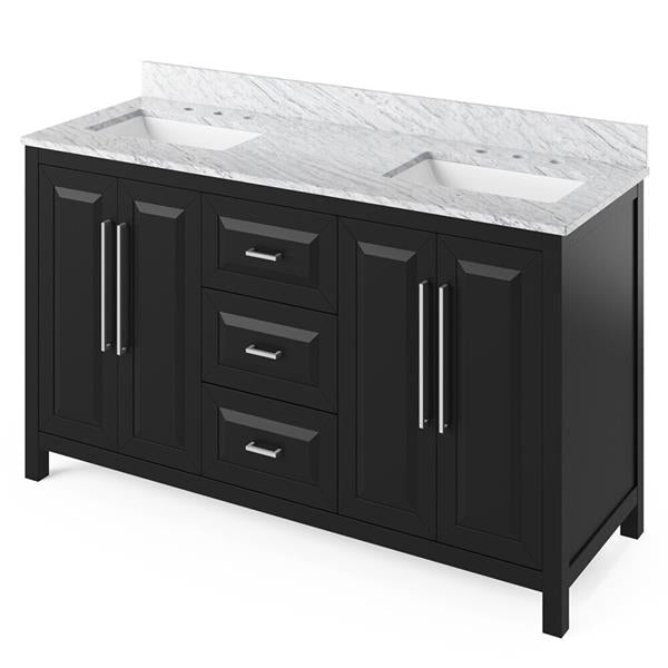 Jeffrey Alexander - 60 Inch Cade Vanity with Vanity Top and two undermount rectangle bowls