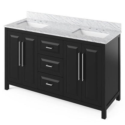 Jeffrey Alexander - 60 Inch Cade Vanity with Vanity Top and two undermount rectangle bowls