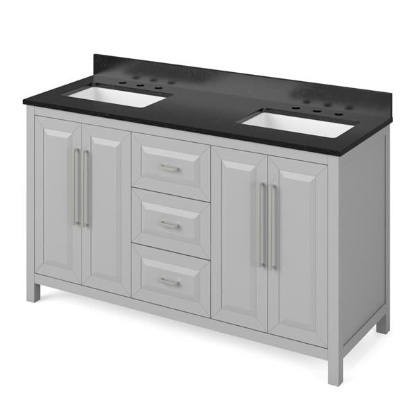 Jeffrey Alexander - 60 Inch Cade Vanity with Vanity Top and two undermount rectangle bowls