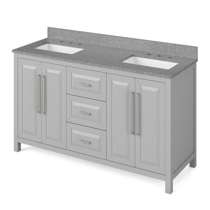 Jeffrey Alexander - 60 Inch Cade Vanity with Vanity Top and two undermount rectangle bowls