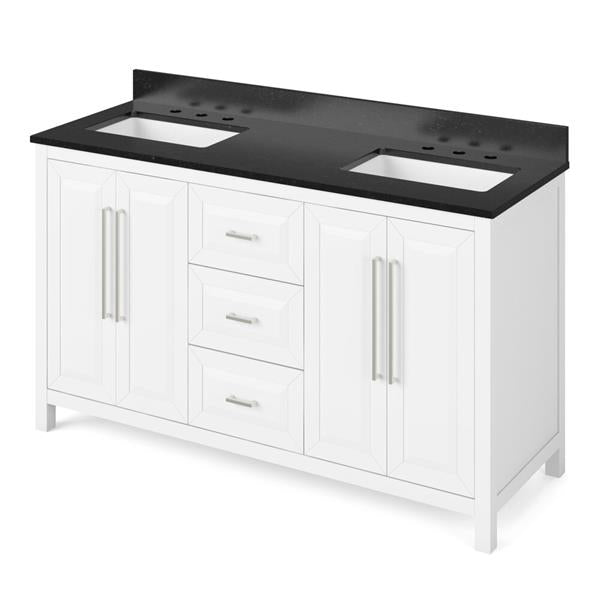 Jeffrey Alexander - 60 Inch Cade Vanity with Vanity Top and two undermount rectangle bowls