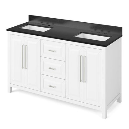Jeffrey Alexander - 60 Inch Cade Vanity with Vanity Top and two undermount rectangle bowls