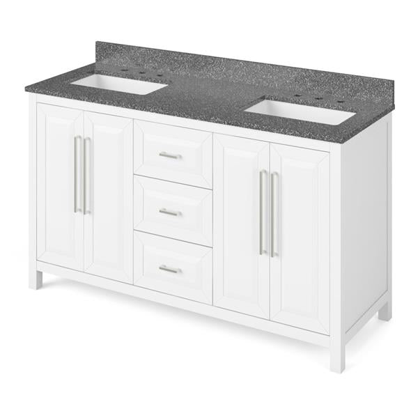 Jeffrey Alexander - 60 Inch Cade Vanity with Vanity Top and two undermount rectangle bowls