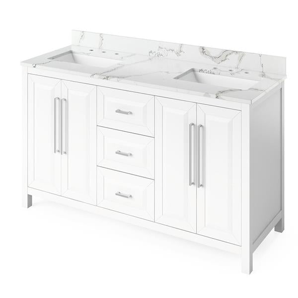 Jeffrey Alexander - 60 Inch Cade Vanity with Vanity Top and two undermount rectangle bowls