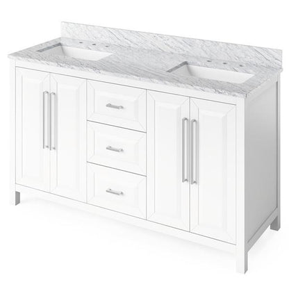 Jeffrey Alexander - 60 Inch Cade Vanity with Vanity Top and two undermount rectangle bowls
