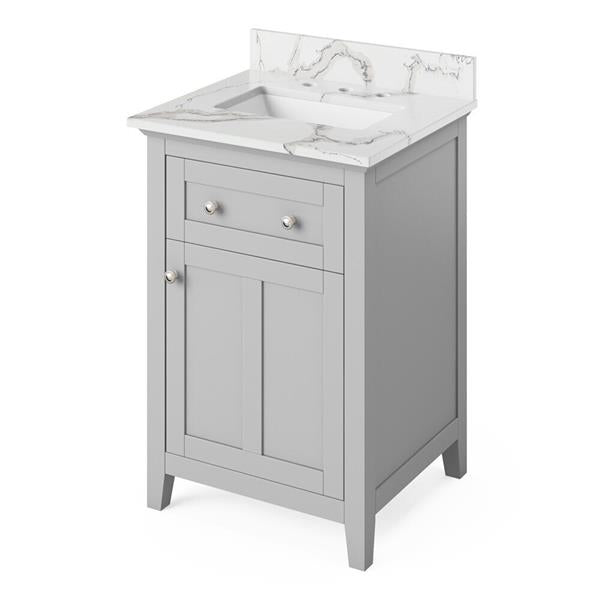 Jeffrey Alexander - 24 Inch Chatham Vanity with Vanity Top and undermount rectangle bowl