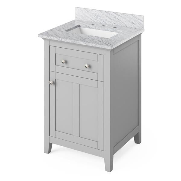 Jeffrey Alexander - 24 Inch Chatham Vanity with Vanity Top and undermount rectangle bowl