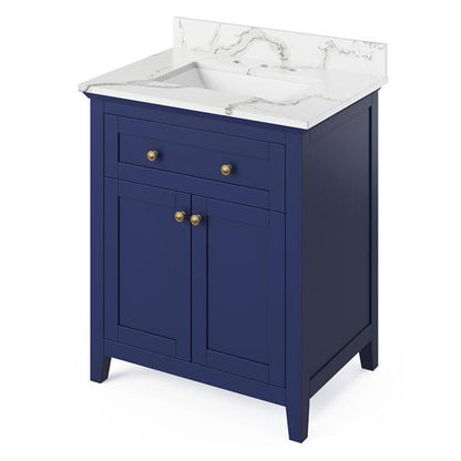 Jeffrey Alexander - 30 Inch Chatham Vanity with Vanity Top and undermount rectangle bowl