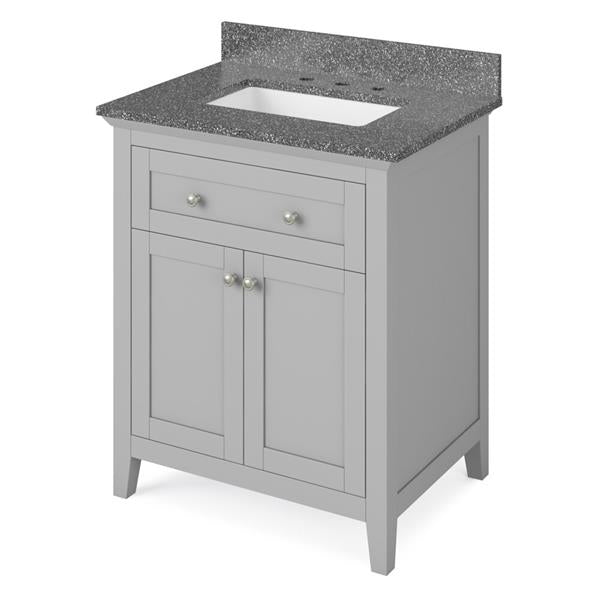 Jeffrey Alexander - 30 Inch Chatham Vanity with Vanity Top and undermount rectangle bowl