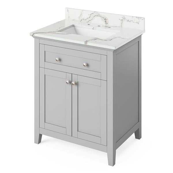 Jeffrey Alexander - 30 Inch Chatham Vanity with Vanity Top and undermount rectangle bowl