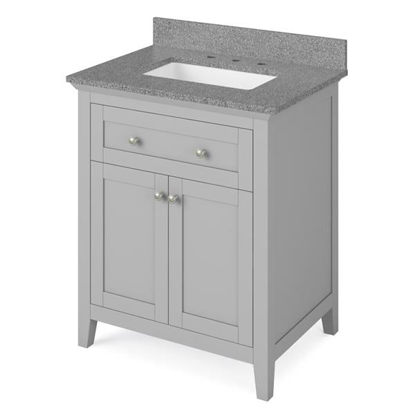 Jeffrey Alexander - 30 Inch Chatham Vanity with Vanity Top and undermount rectangle bowl