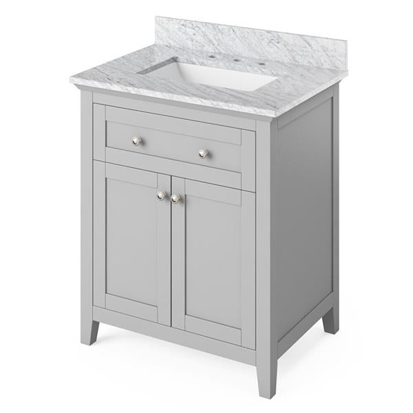 Jeffrey Alexander - 30 Inch Chatham Vanity with Vanity Top and undermount rectangle bowl