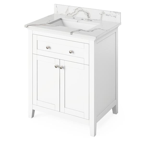 Jeffrey Alexander - 30 Inch Chatham Vanity with Vanity Top and undermount rectangle bowl
